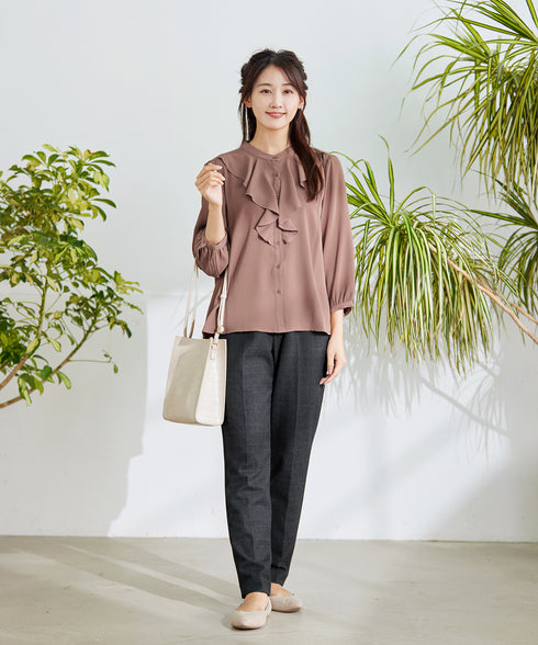 【安田美沙子さん着用】T/R両面起毛ストレッチパンツ