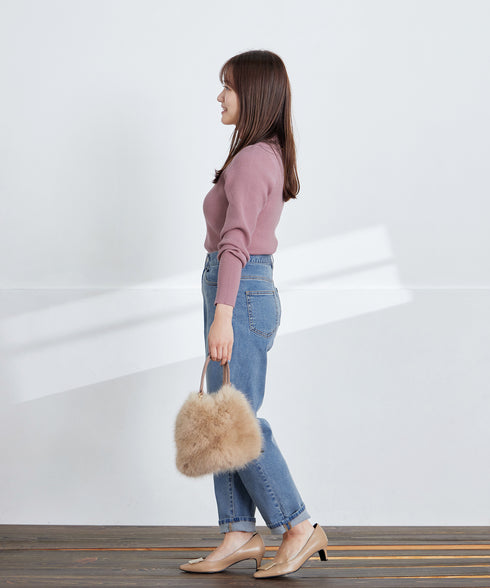 タートルリブニットトップス