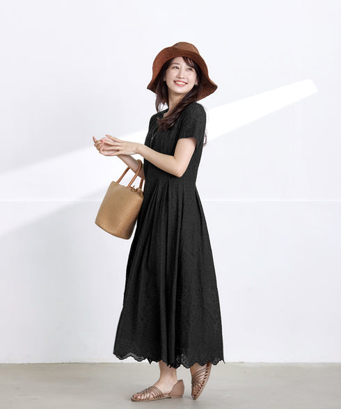 パンチングレーススカラップワンピース