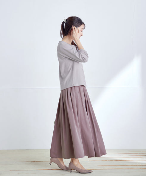 【小倉優子さん着用・洗える・接触冷感・汗ジミ防止】“サマさまカットソー”フレームボタンカーディガン