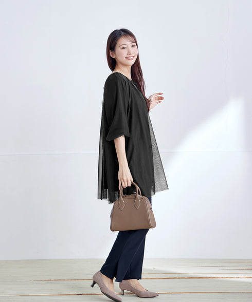 【ストレッチジョーゼット】 スリットテーパードパンツ