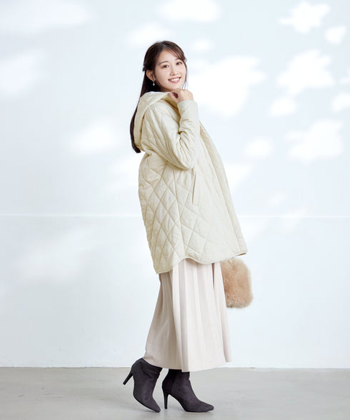 【安田美沙子さん着用】中綿キルティングフードコート