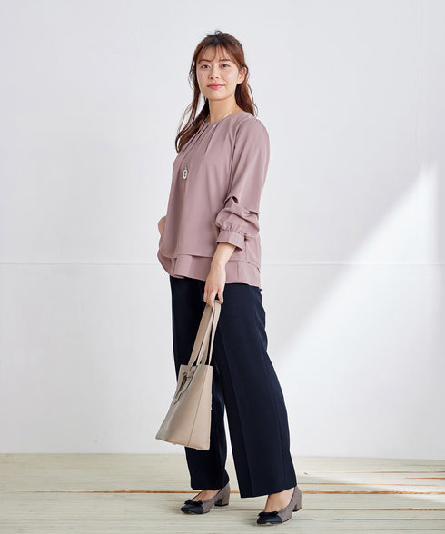 【新色追加】 つまみタック袖レイヤードブラウス