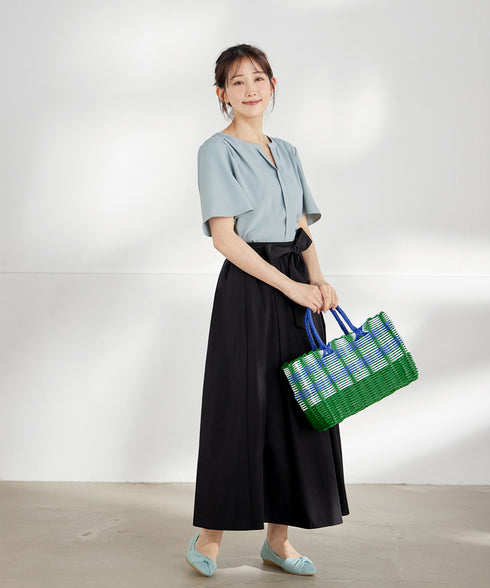 【トップス&スカートセット】ストレッチタフタセットアップ