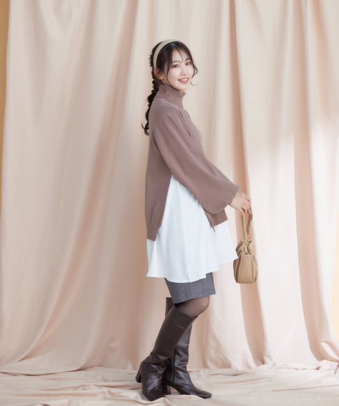 コンビフレアニットトップス