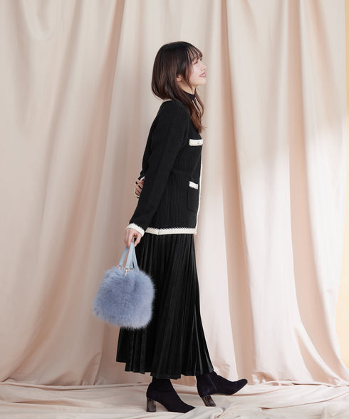 【安田美沙子さん着用】ベロアプリーツスカート