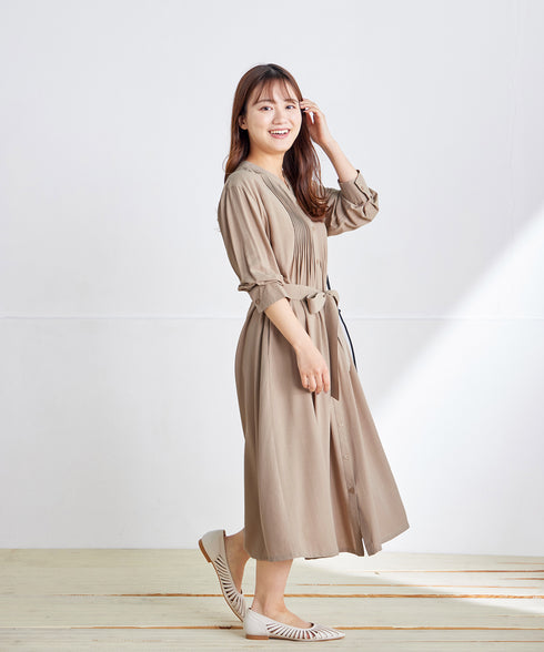 【3way】ピンタックシャツワンピース