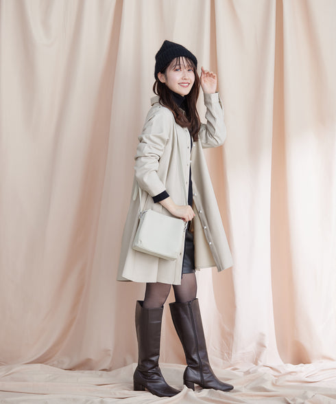 【クリアランスセール】ウール調パールボタンシャツチュニックブラウス