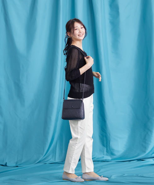 【アウトレット】メッシュ編みニットショートカーディガン