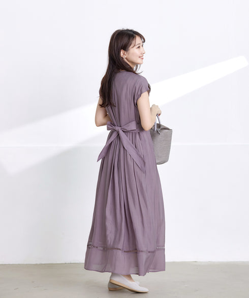 【アウトレット】はしごレースフレアワンピース