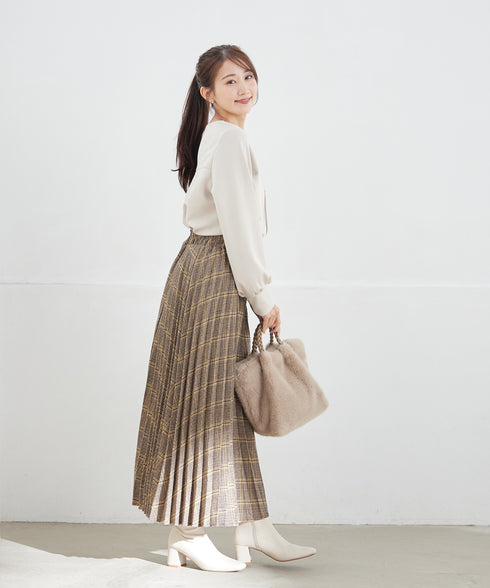 【安田美沙子さん着用】チェックプリーツスカート