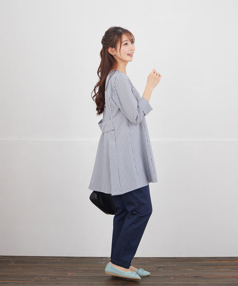 【おのののかさん着用/半袖&7分袖選べる袖丈】バックフレアチュニック