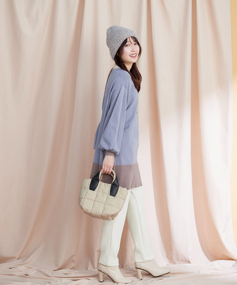 【アウトレット】カラーブロッキングニットチュニック