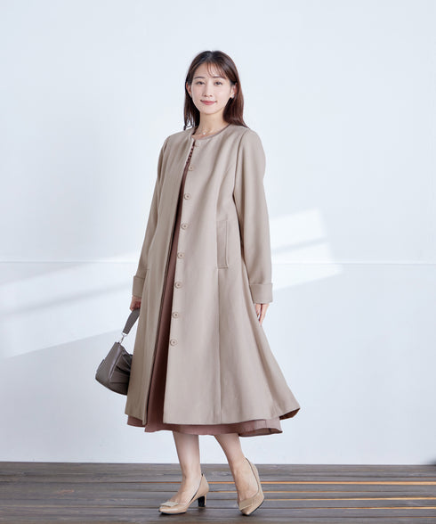 ハートネックくるみ釦ワンピース