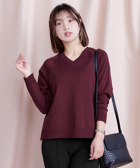 【安田美沙子さん着用 / 選べる2type】ラグランニットトップス