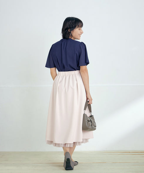 レイヤードチュールフレアスカート