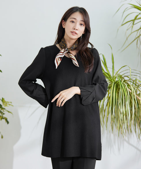 【アウトレット】タック袖コンビニットチュニック