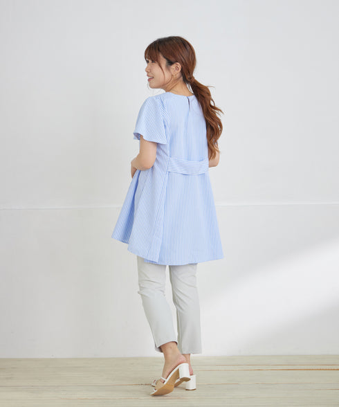 【小倉優子さん着用・選べる袖TYPE】バックフレアチュニックブラウス