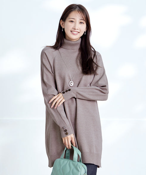 【安田美沙子さん着用 / 選べる2type】ボタンニットチュニック