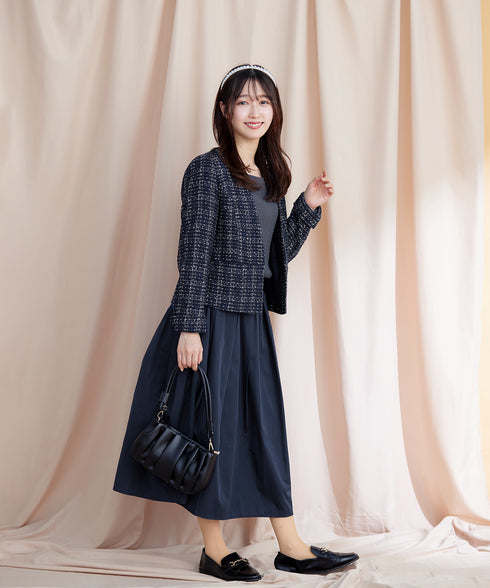 【アウトレット】タフタスカートドッキングワンピース