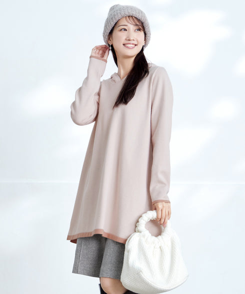 【安田美沙子さん着用】ウール調ヘリンボン柄キュロットパンツ