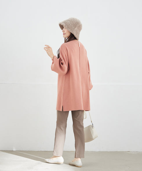 【安田美沙子さん着用】ボリュームパフスリーブニットチュニック