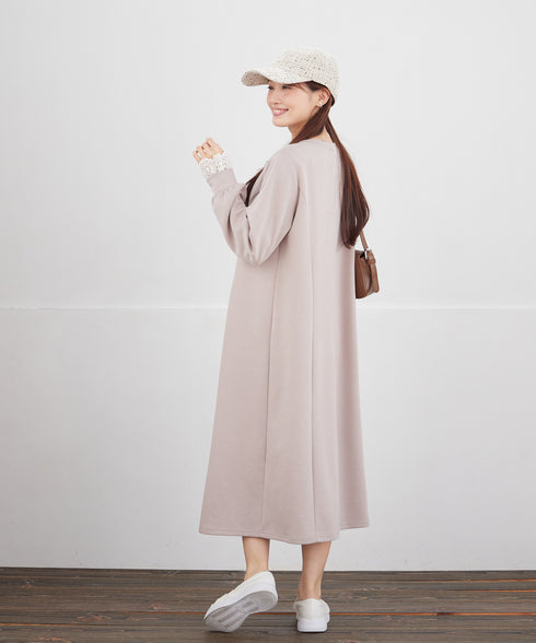 コットンレースドッキングカットソーワンピース