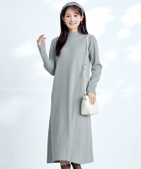 【安田美沙子さん着用】リブ切替ニットワンピース