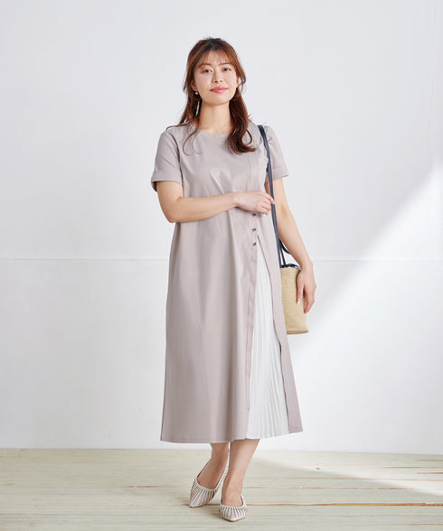 【UVケア・接触冷感】“あまラク” アシメプリーツカットソーワンピース