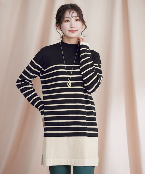 【アウトレット】ボーダーニットチュニック
