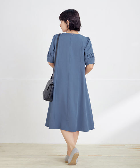 【新色追加】 ギャザーランタンスリーブワンピース