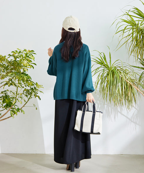 【アウトレット】パール付きパフスリーブカーディガン