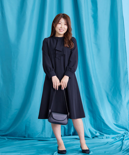 【アウトレット / ダブルクロス】フリルドレープワンピース