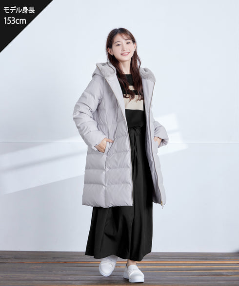 フード裏エコファーダウンコート