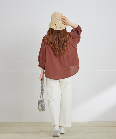 コットンエンブロイダリーブラウス