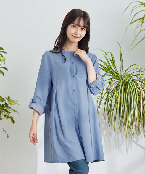 ピーチスキンシャツチュニックブラウス