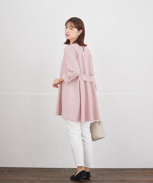 【おのののかさん着用/半袖&7分袖選べる袖丈】バックフレアチュニック