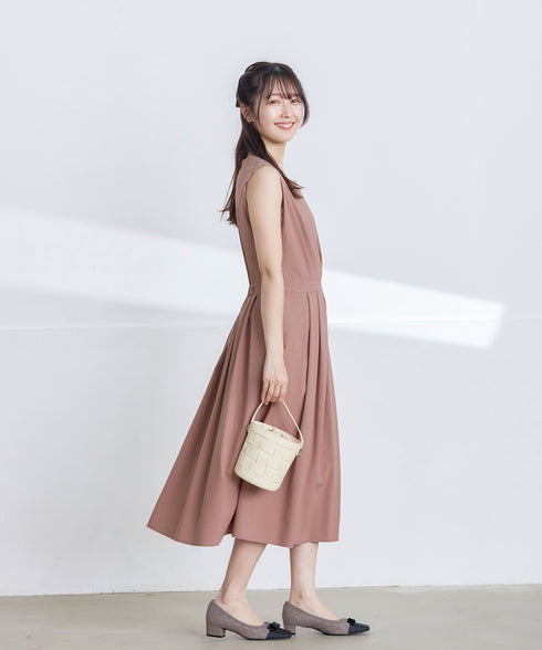 【選べる袖丈】 タックフレアワンピース