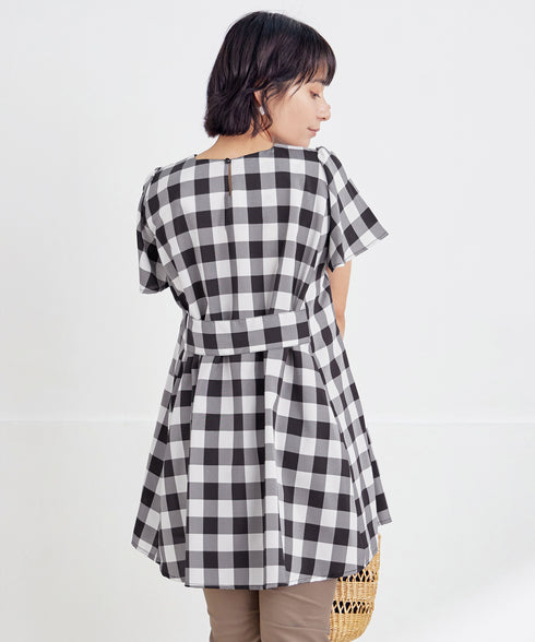 【小倉優子さん着用・選べる袖TYPE】バックフレアチュニックブラウス