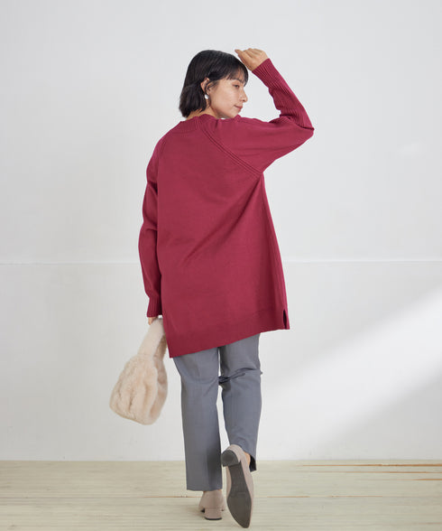 【安田美沙子さん着用 / 選べる2type】ボタンニットチュニック