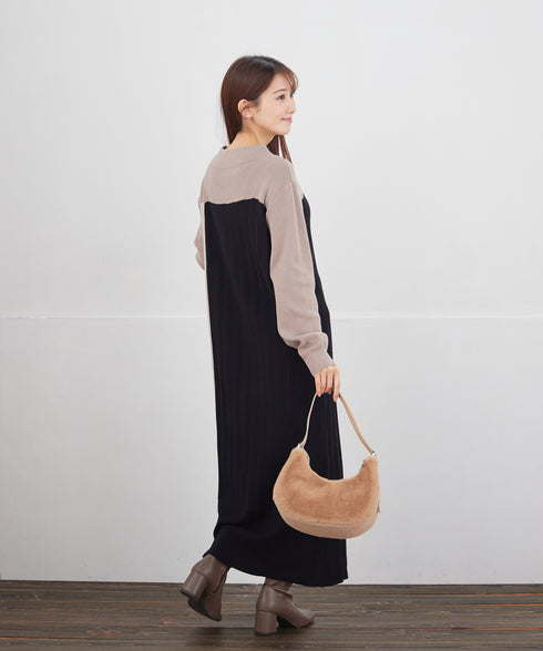 配色切替ニットワンピース