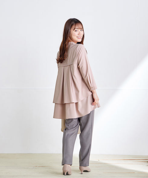 バックタックフレアシャツチュニック