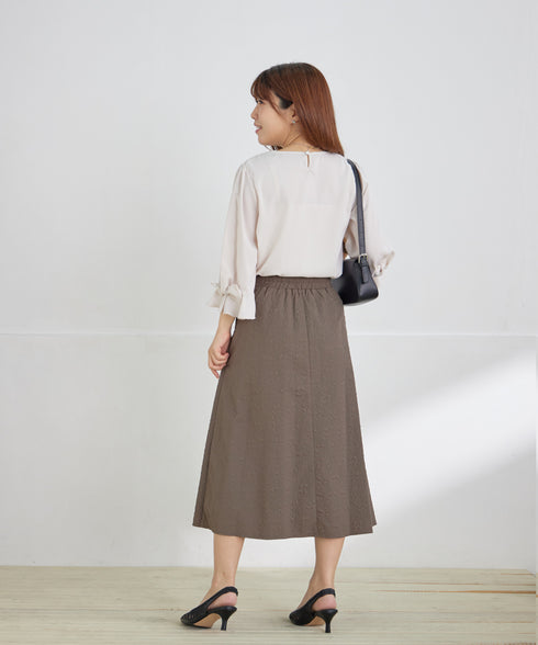 ふくれジャガードタックフレアスカート