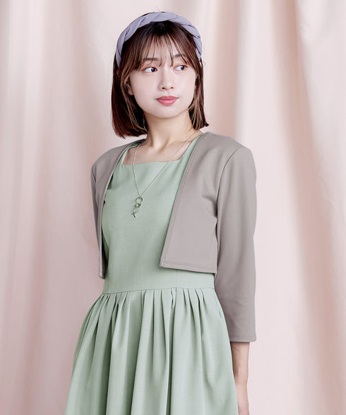 【アウトレット】麻調スクエアネックワンピース