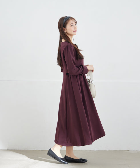 【安田美沙子さん着用】ベロアラインフレアワンピース
