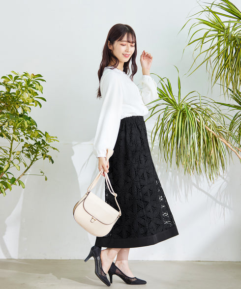 【スマート裏起毛】 ジョーゼットフリルブラウス