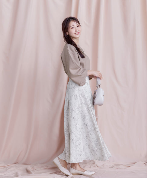 【安田美沙子さん着用】ボリュームパフスリーブニット