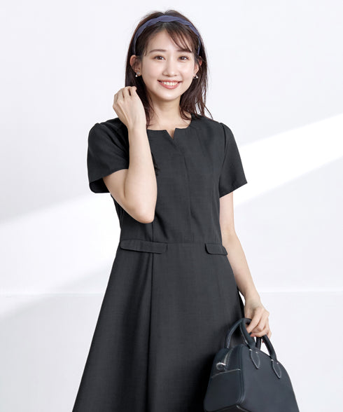 【小倉優子さん着用】フラップポケットミディアム丈フレアワンピース