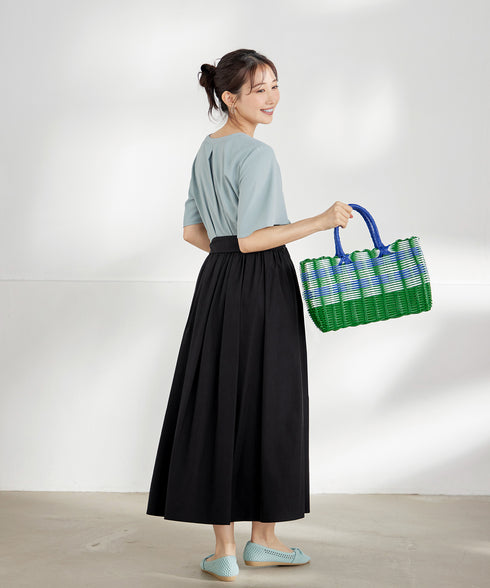 【トップス&スカートセット】ストレッチタフタセットアップ