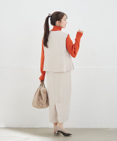 タートルリブニットトップス